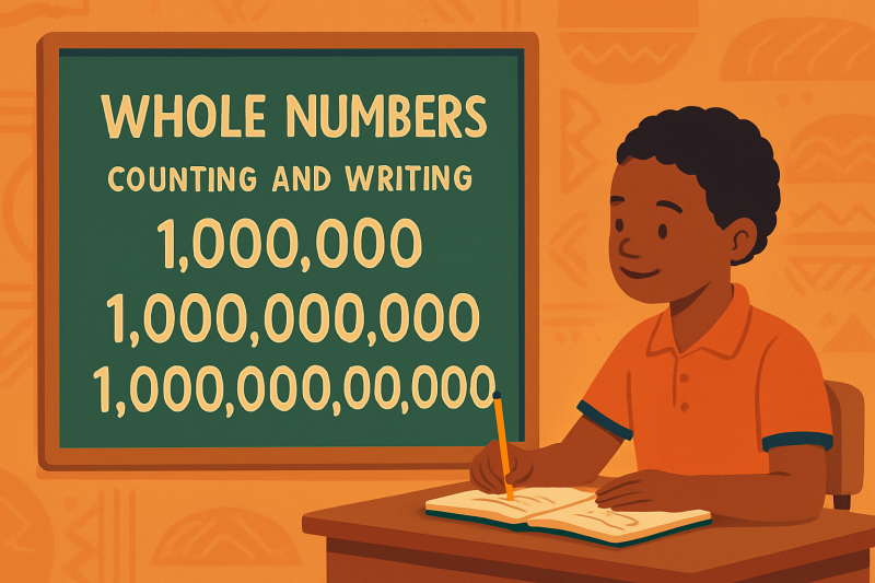 WHOLE NUMBERS  COUNTING AND  WRITING i. Millions ii. Billions  iii.Trillions